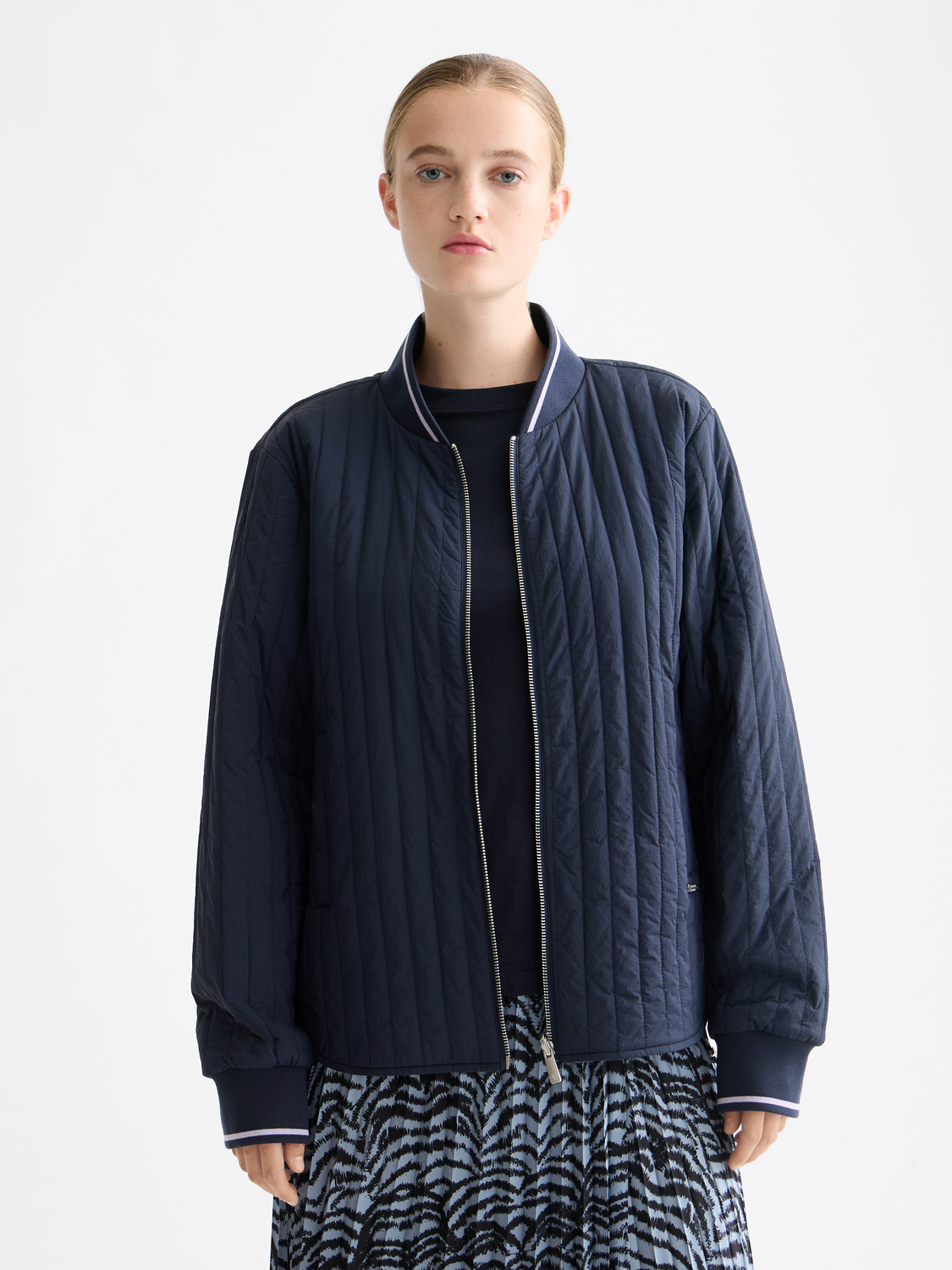 Reversible quilted bomber