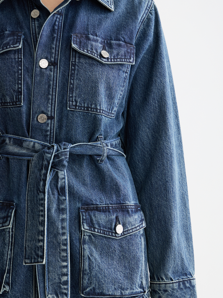 Hooded denim jacket — Black Snow