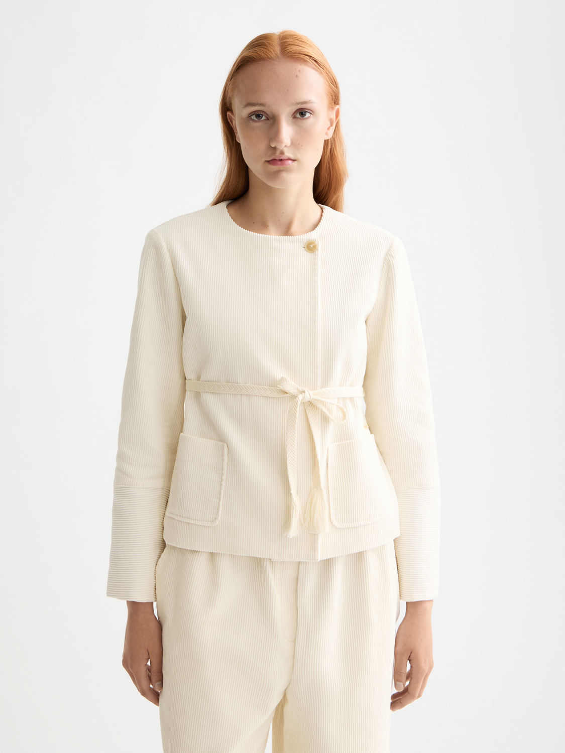 Relaxed collarless jacket