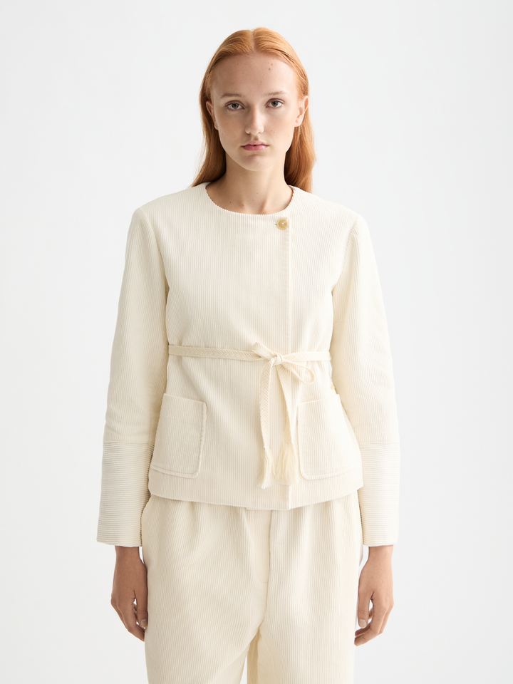 Relaxed collarless jacket
