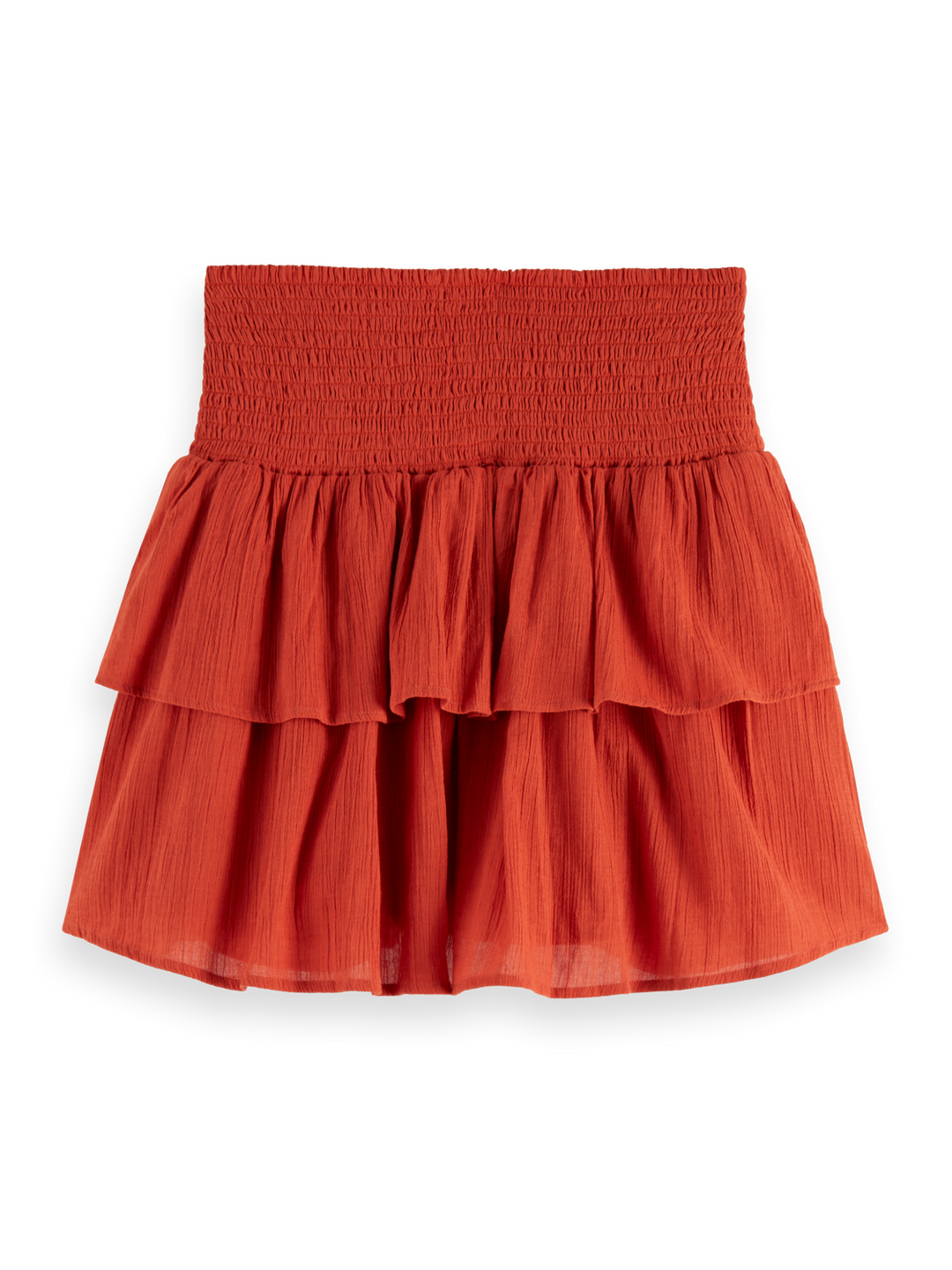 Crinkle gauze gathered and smocked mini skirt