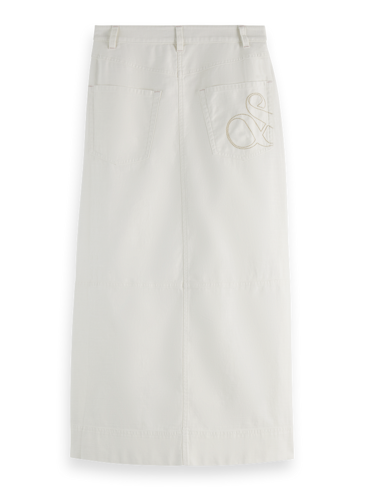 Workwear midi skirt with front slit