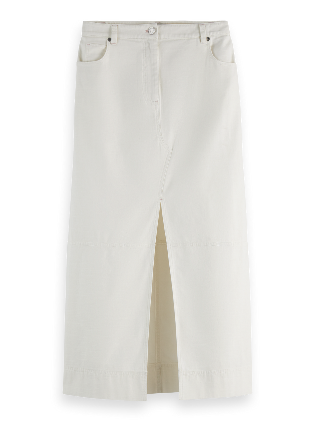Workwear midi skirt with front slit