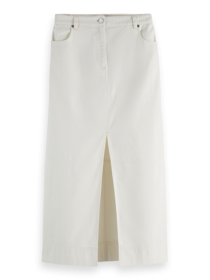 Workwear midi skirt with front slit