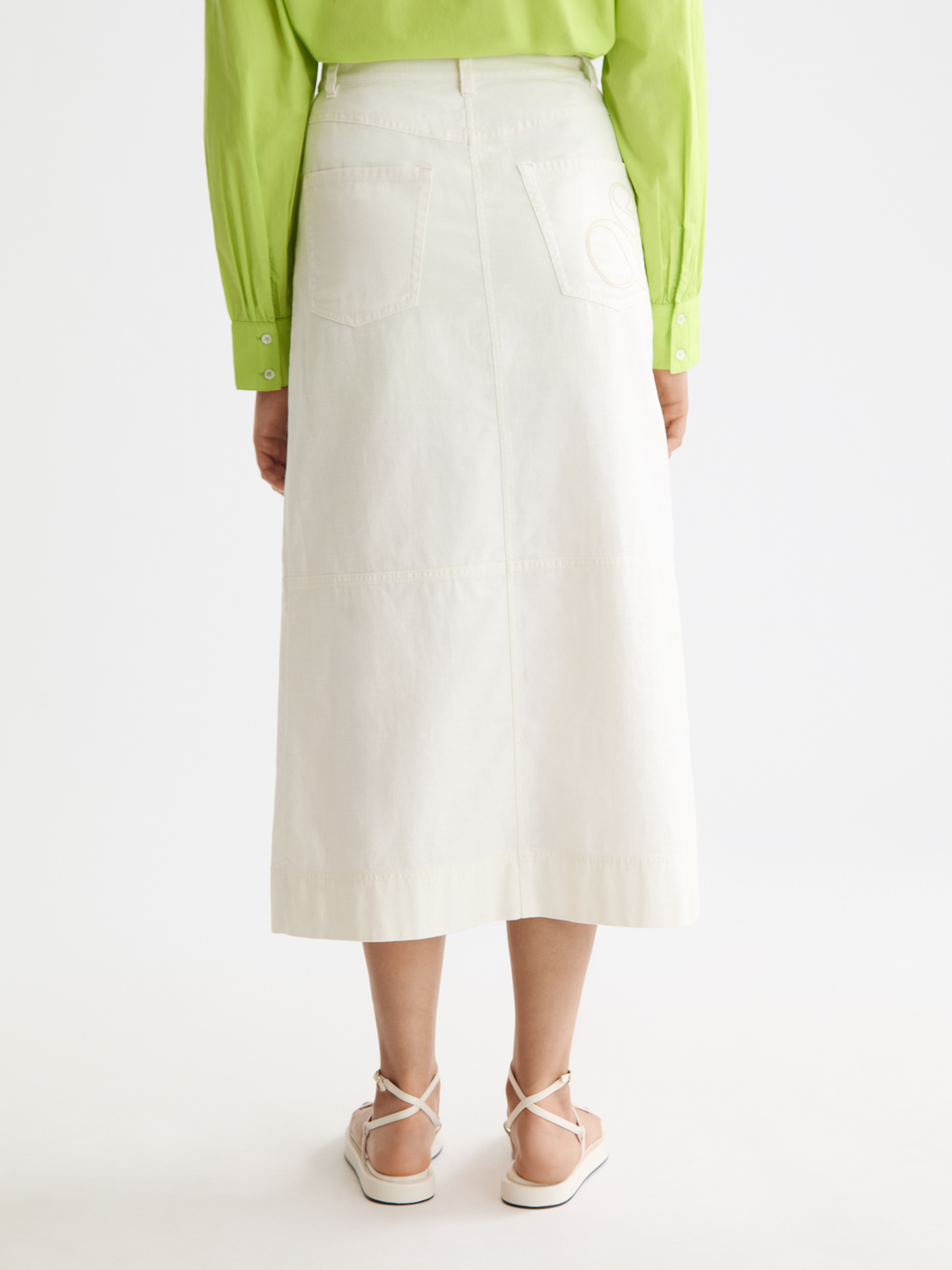 Workwear midi skirt with front slit