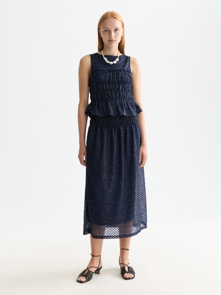 Lurex smocked skirt