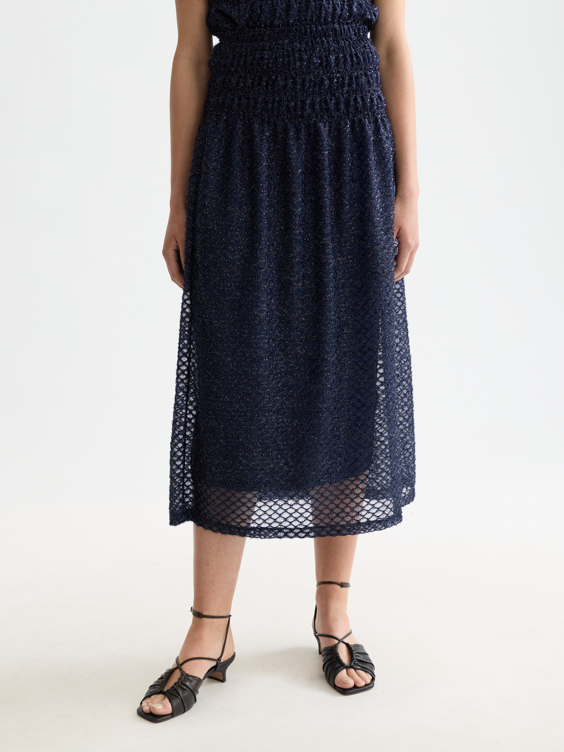 Lurex smocked skirt