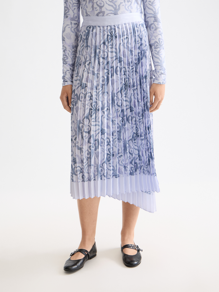 Asymmetrical pleated wrap midi skirt