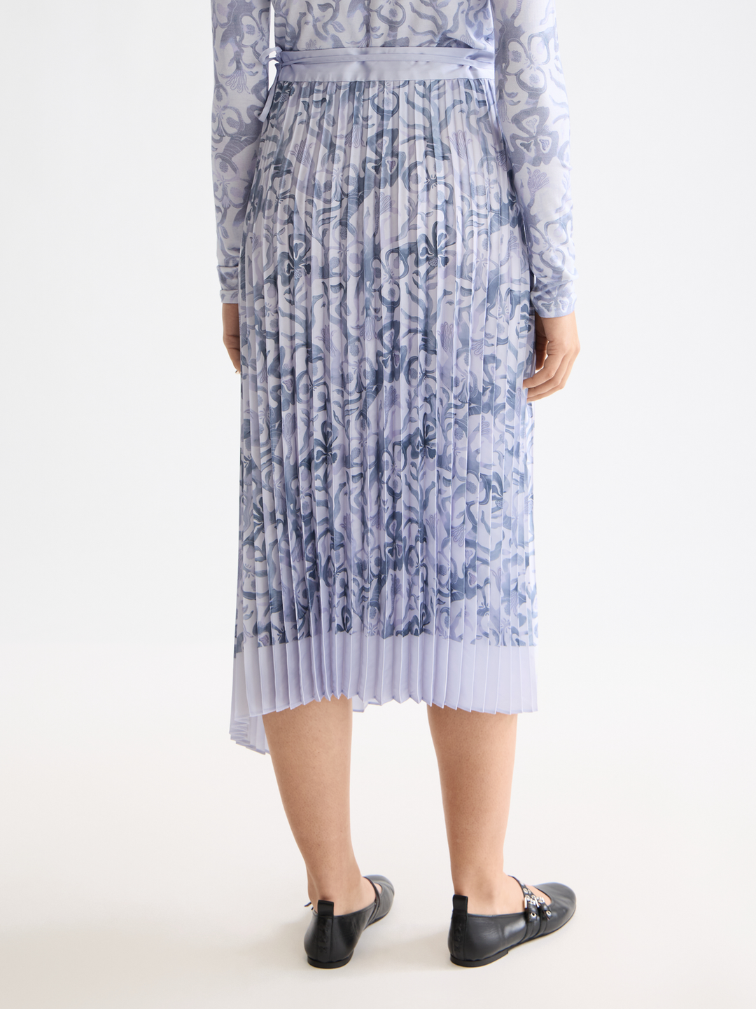 Asymmetrical pleated wrap midi skirt