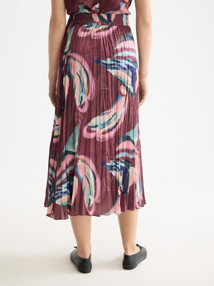 Crinkle pleat midi skirt