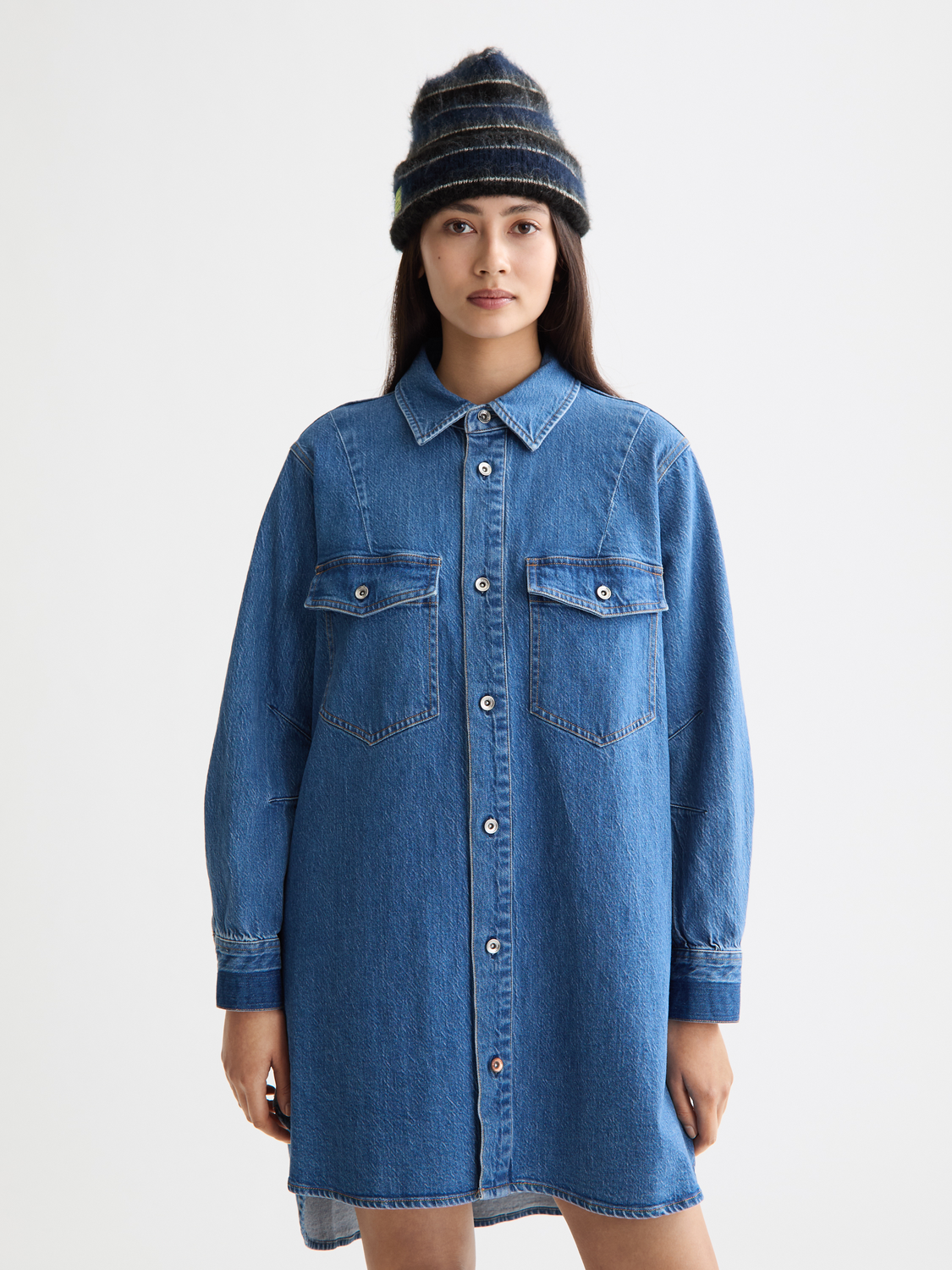Washed denim mini shirtdress — Art from the Heart