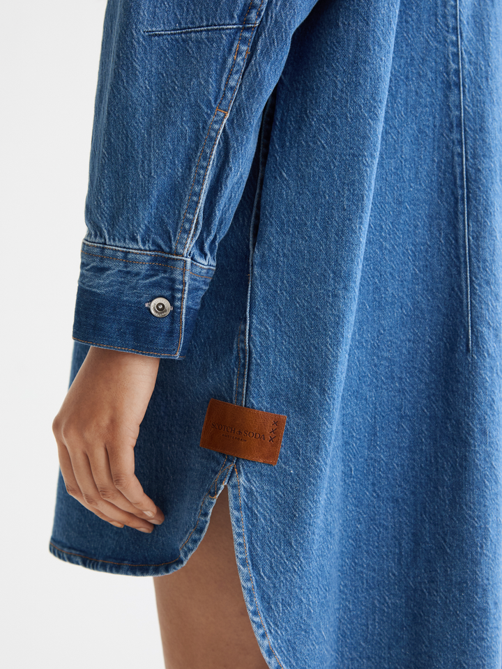 Washed denim mini shirtdress — Art from the Heart