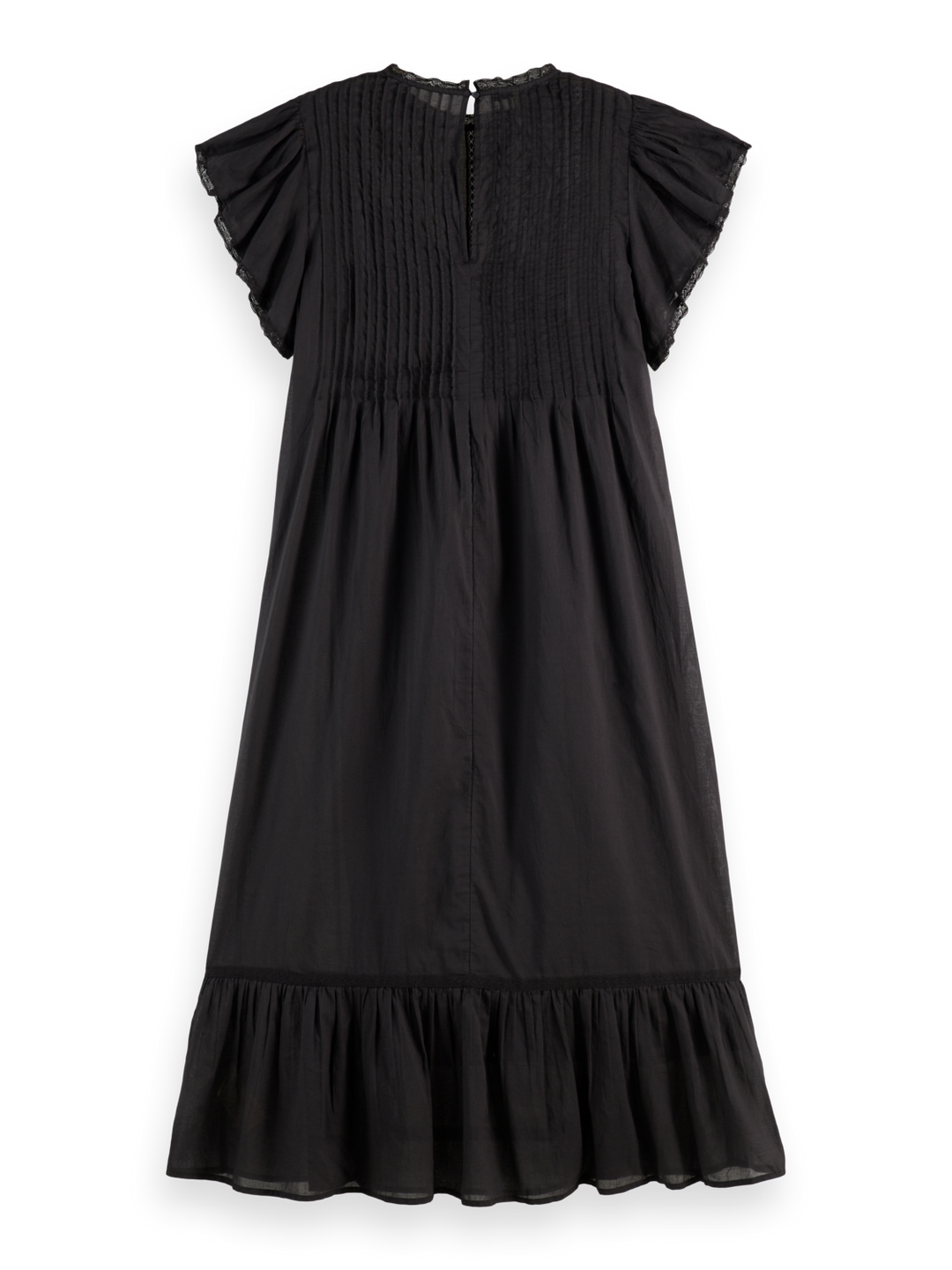 Maxi dress with pleated lace details
