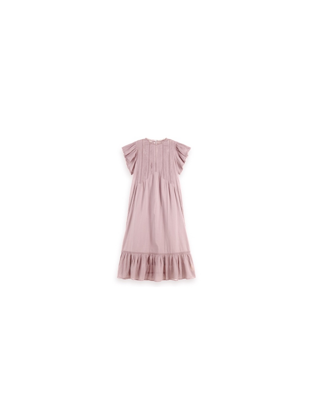 Maxi dress with pleated lace details