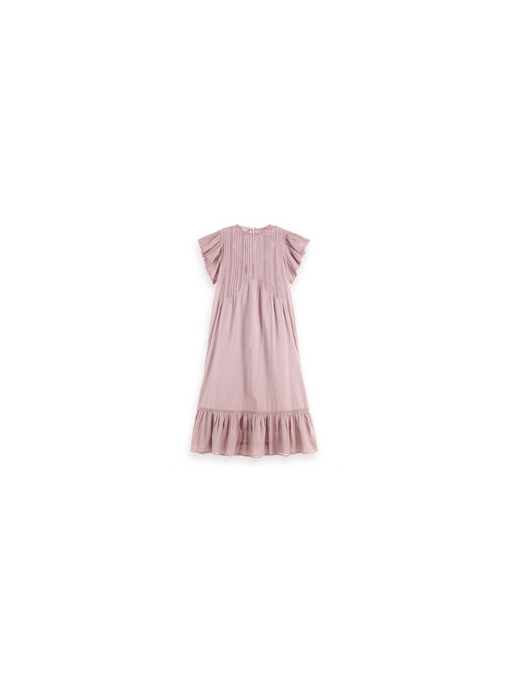 Maxi dress with pleated lace details