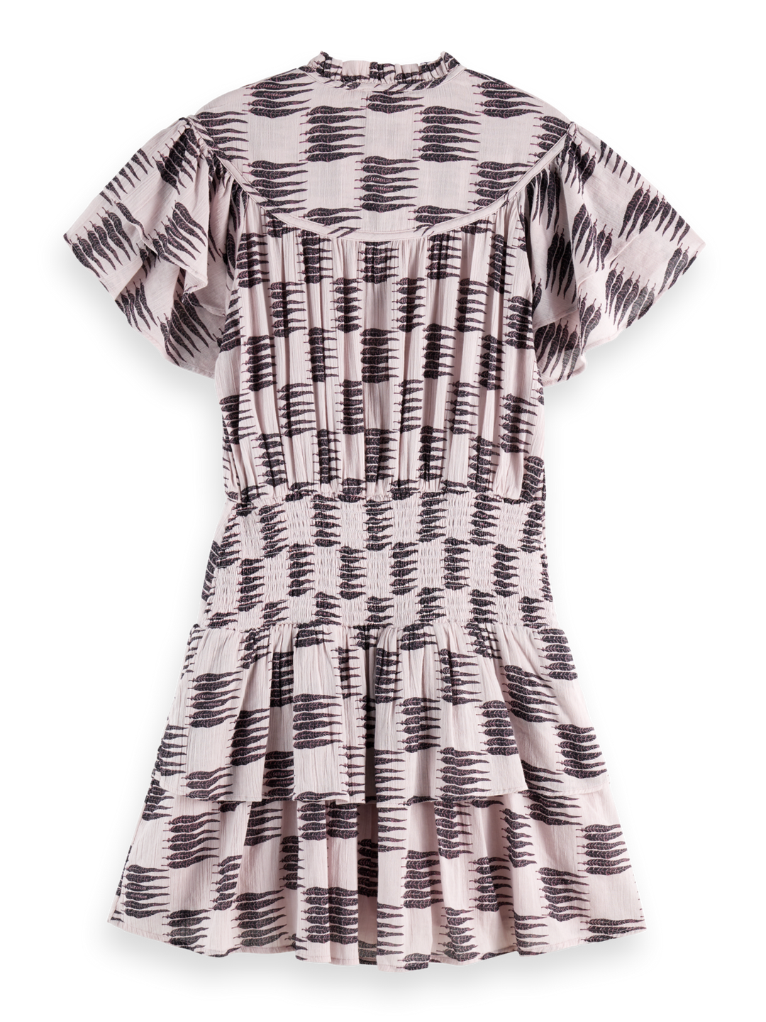 Ruffled mini dress with gathered waist