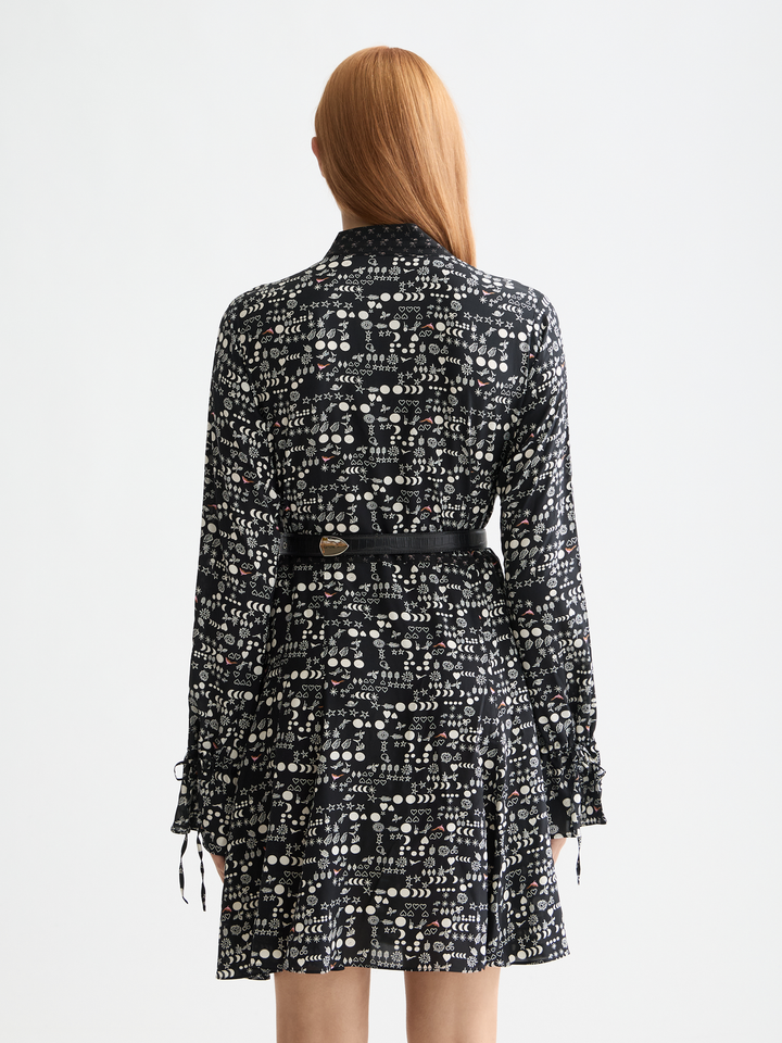 Printed long sleeve mini dress