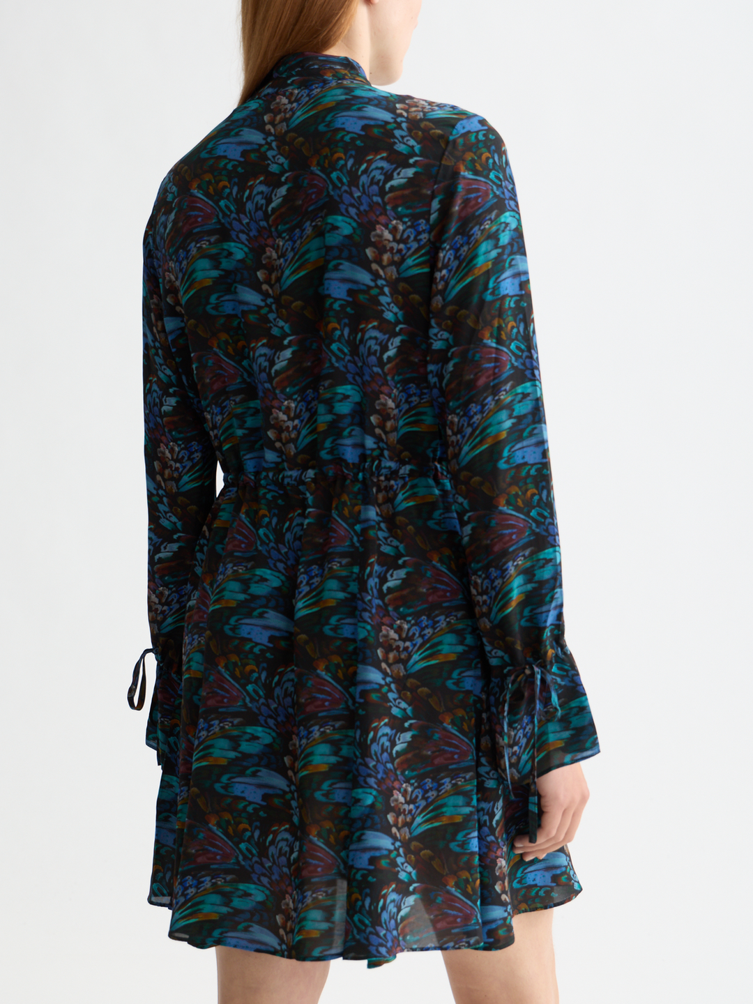 Printed long sleeve mini dress
