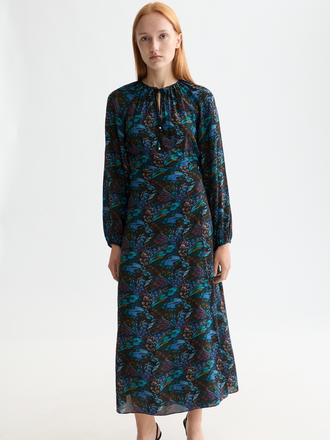 Midi wrap dress with key hole