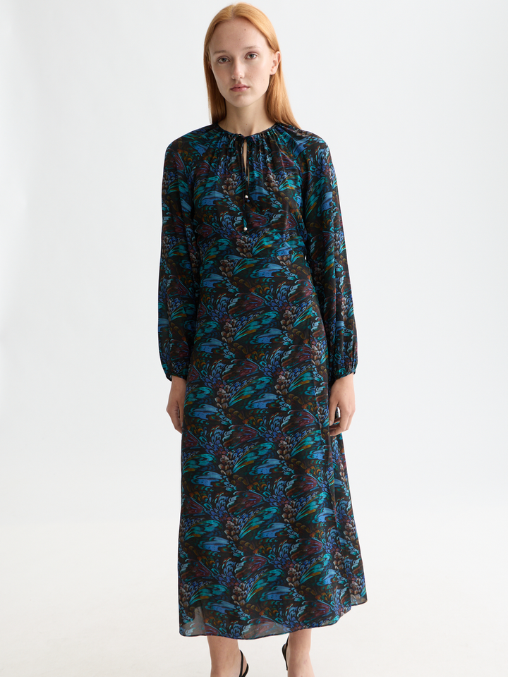 Midi wrap dress with key hole