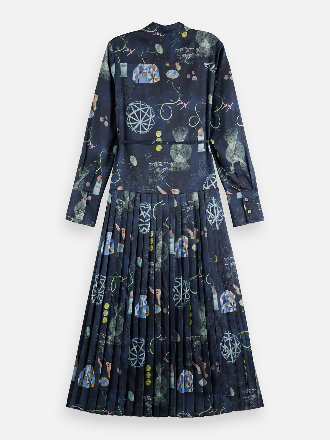 Belted shirt midi dress with pleated hem