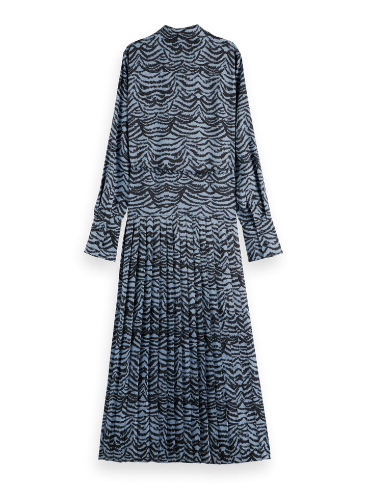 Belted shirt midi dress with pleated hem