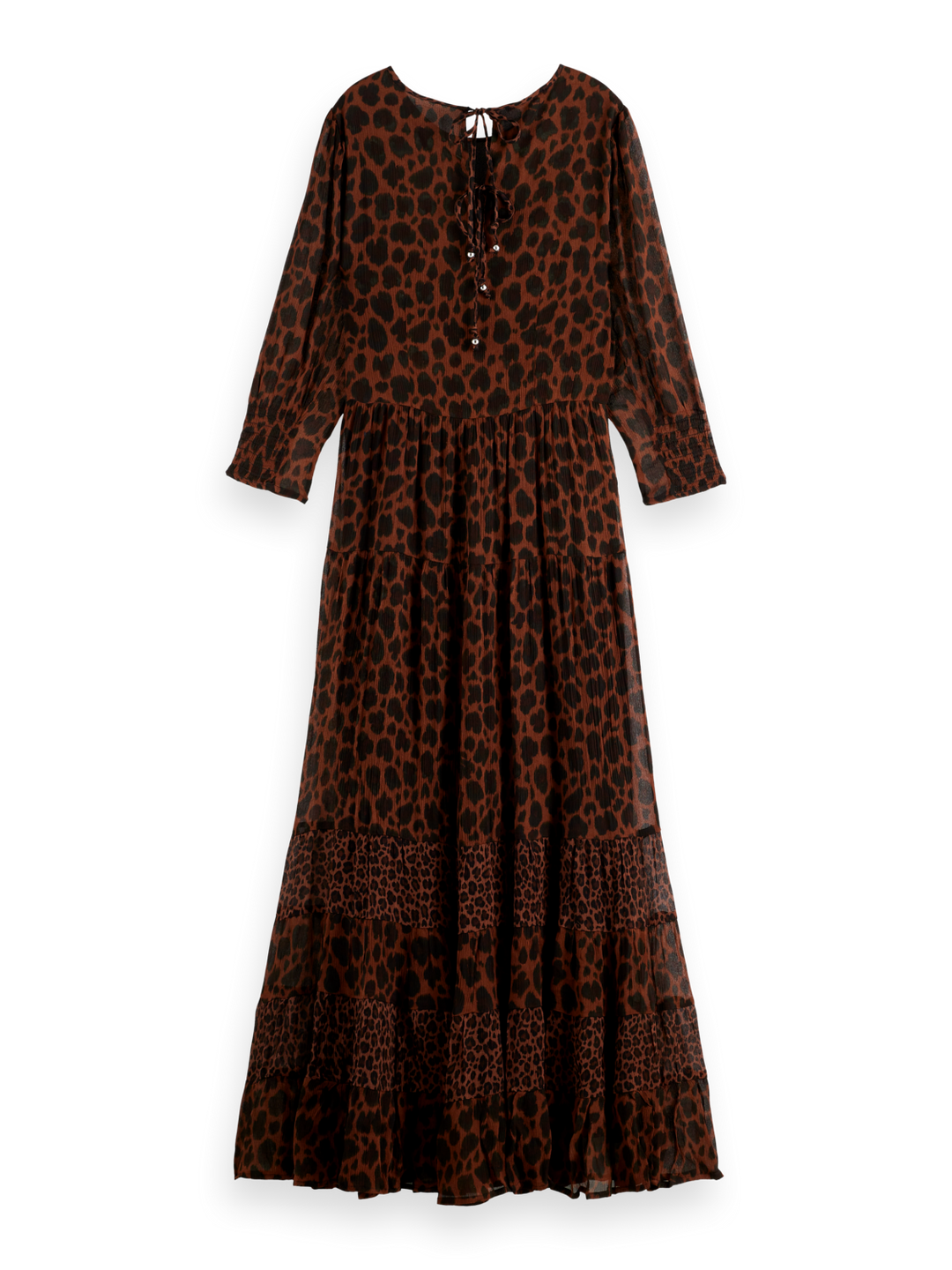 Maxi dress with panels and tied back