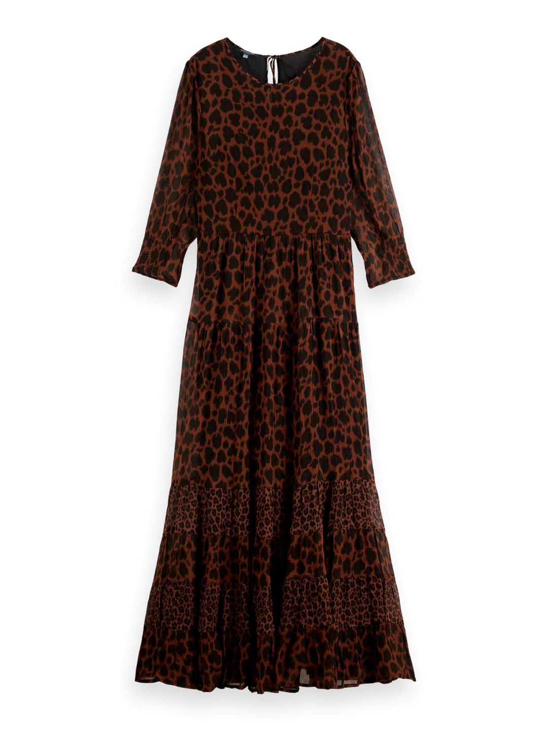 Maxi dress with panels and tied back