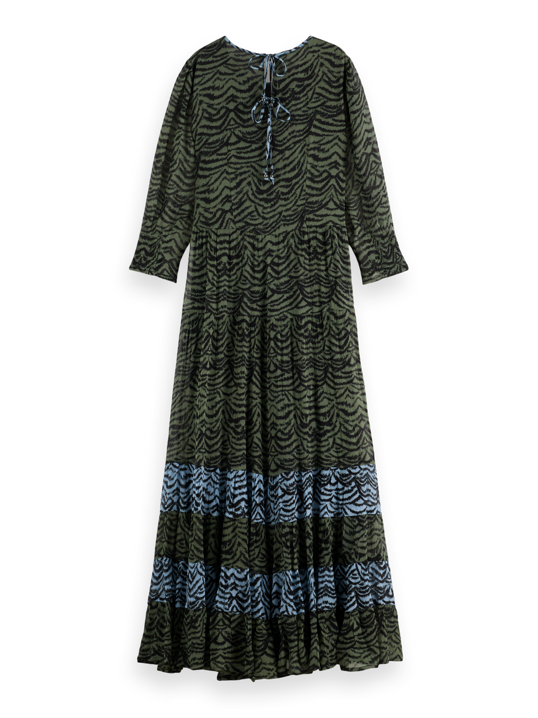 Maxi dress with panels and tied back