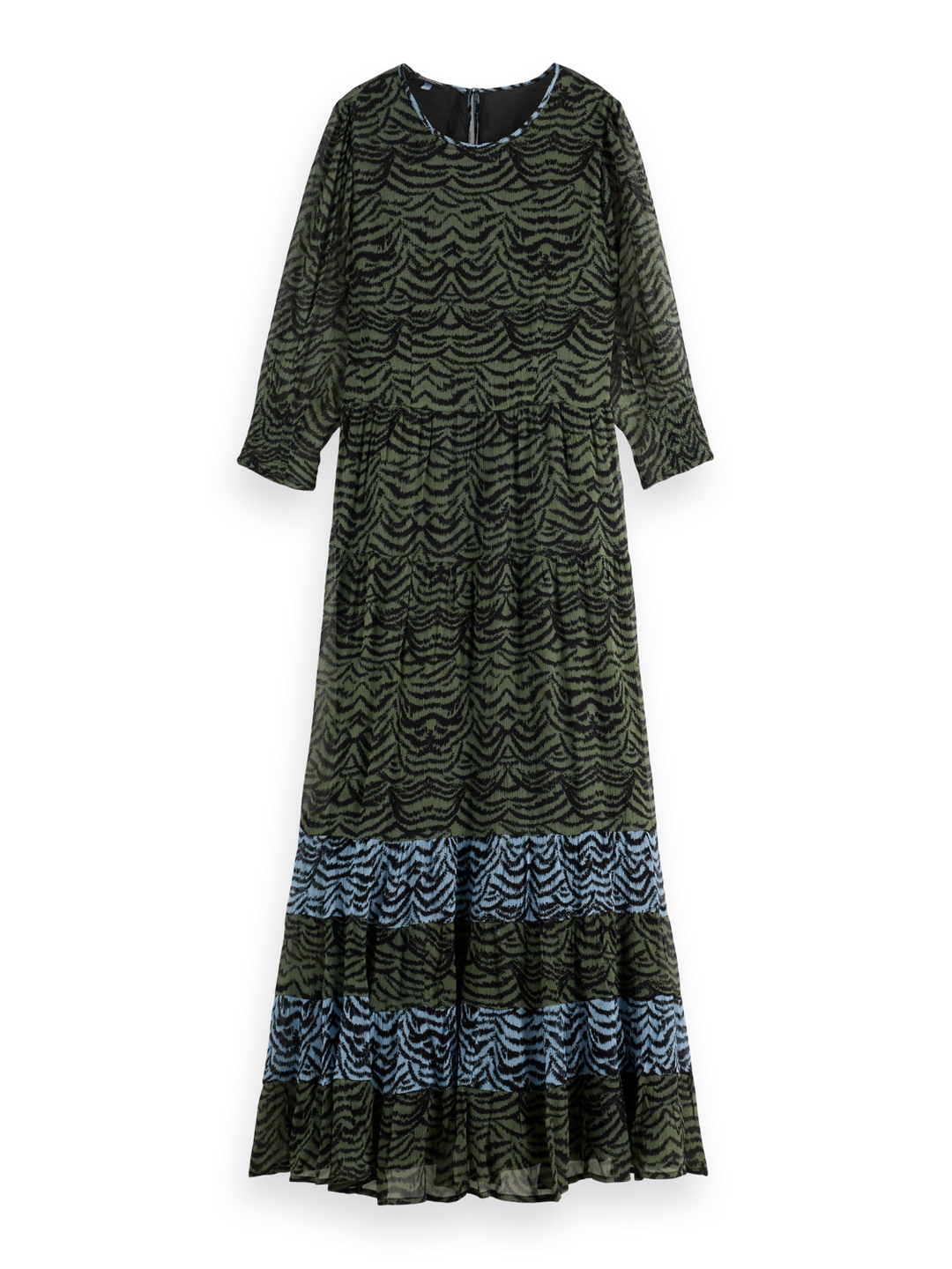 Maxi dress with panels and tied back