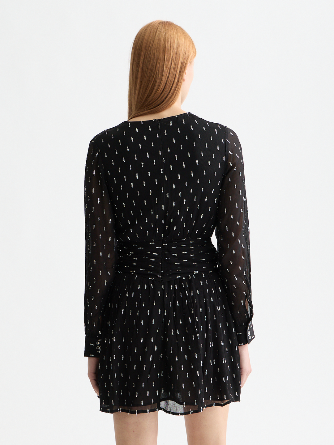 Long sleeve mini dress with draped front