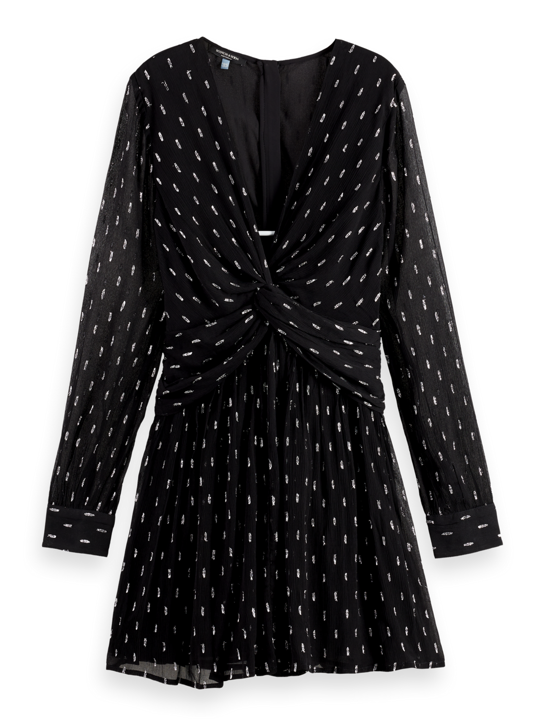 Long sleeve mini dress with draped front