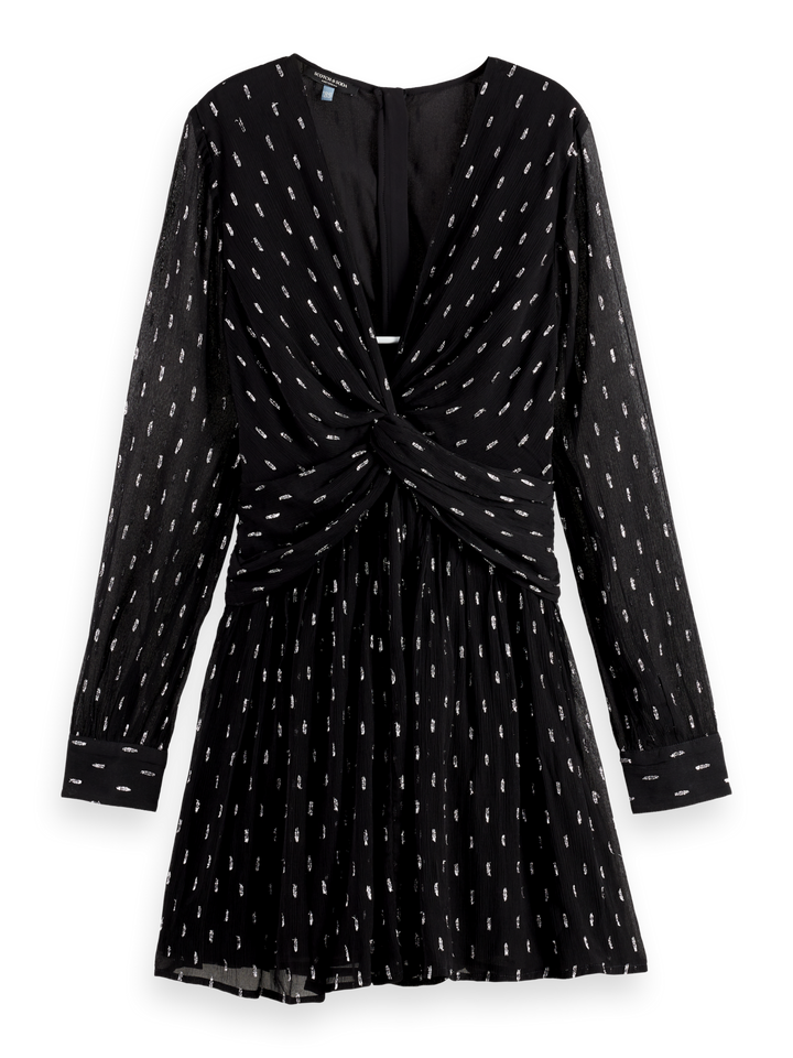 Long sleeve mini dress with draped front
