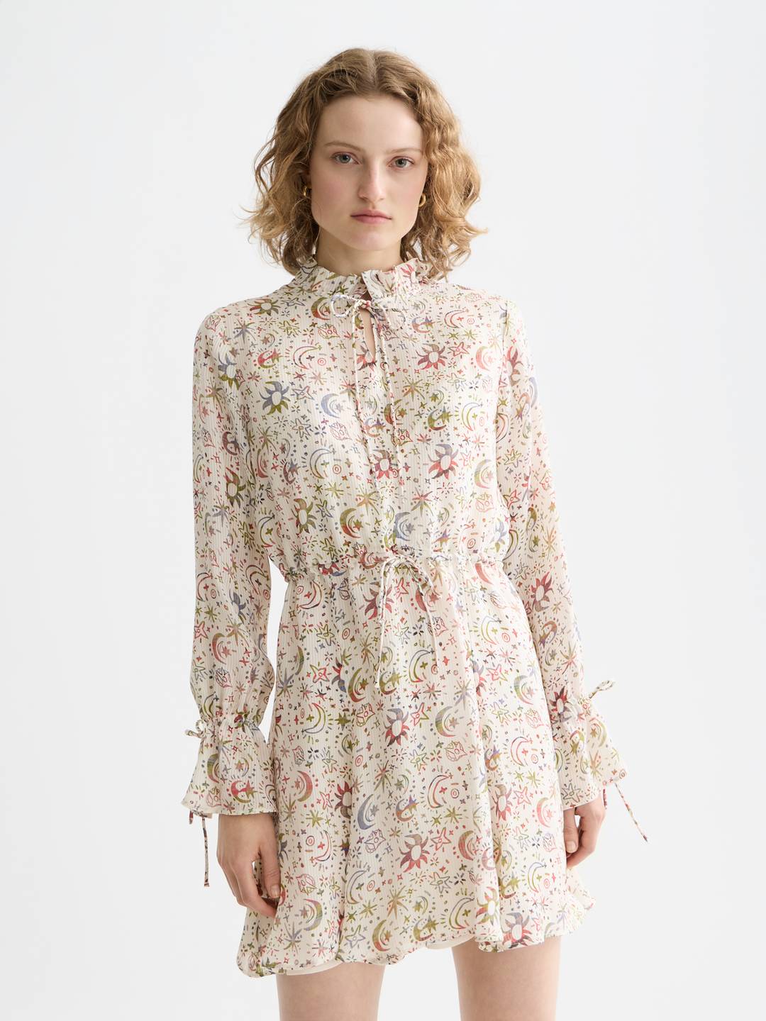Printed Long Sleeve Mini Dress