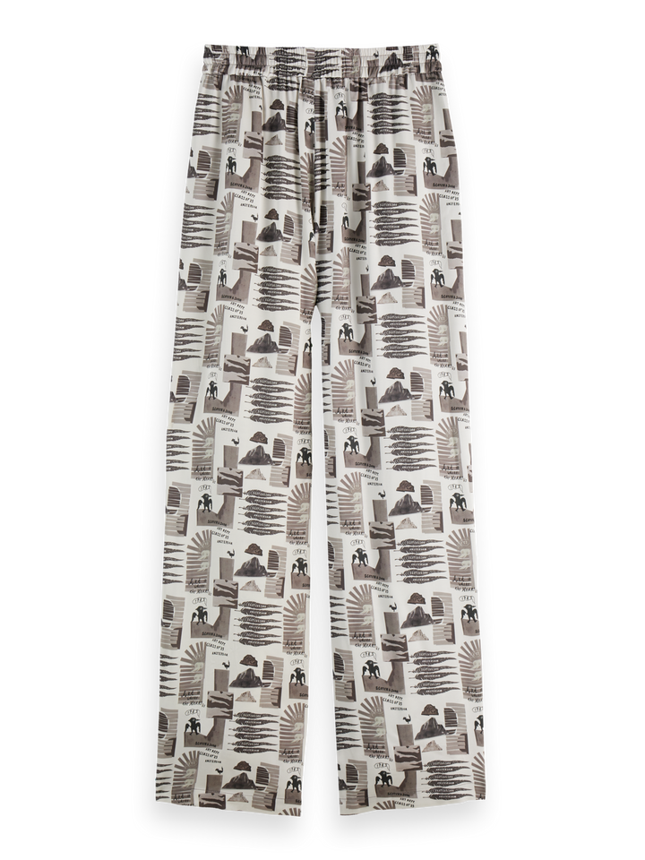 Gia-Mid rise wide leg elasticated trousers