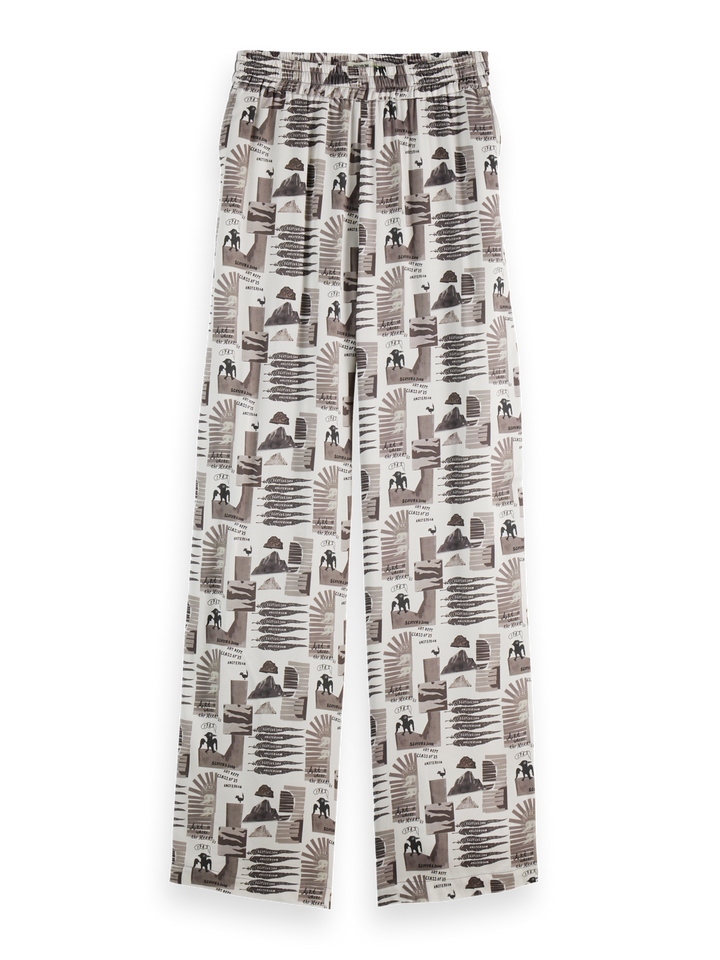 Gia-Mid rise wide leg elasticated trousers