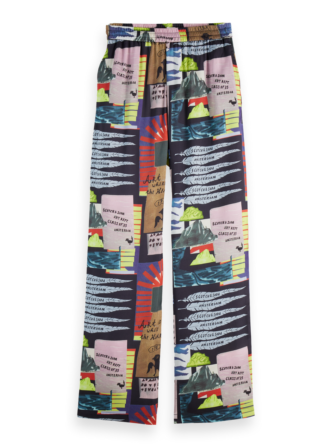 Gia-Mid rise wide leg elasticated trousers