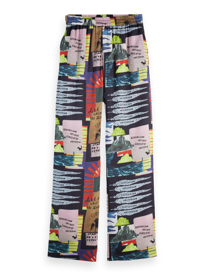 Gia-Mid rise wide leg elasticated trousers