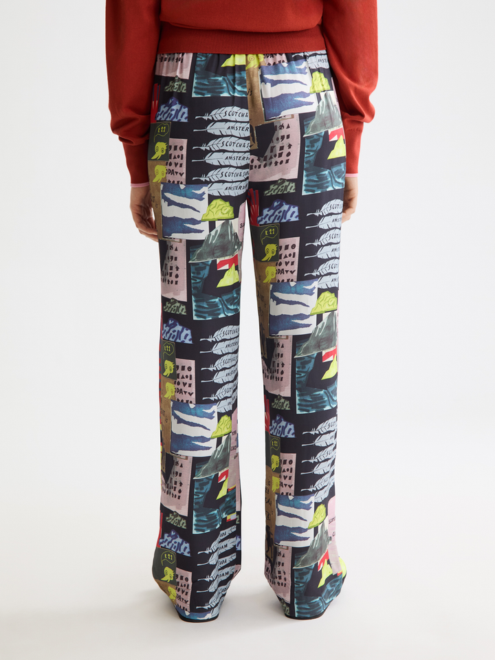 Gia-Mid rise wide leg elasticated trousers