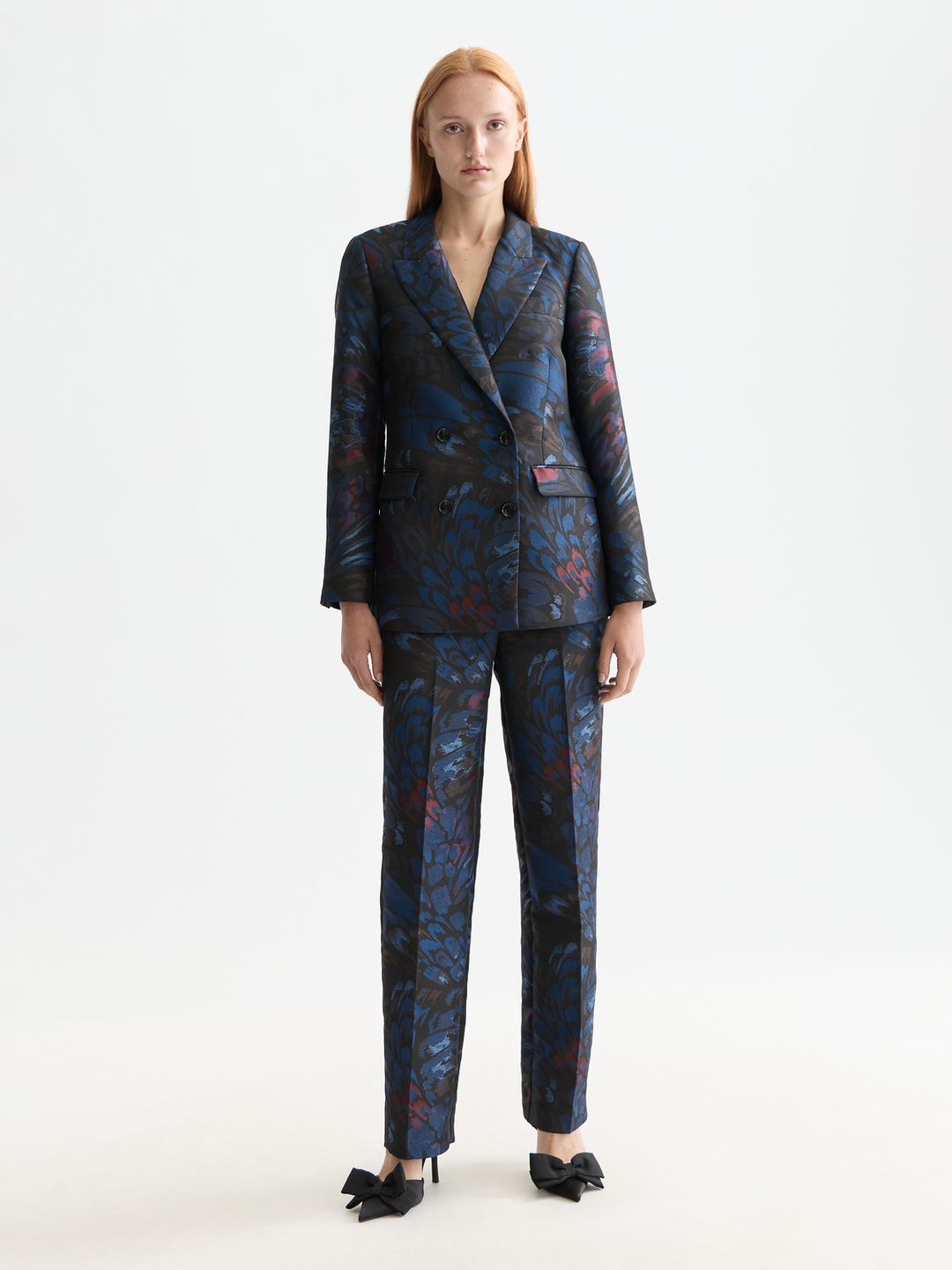 Ripple pheasant jacquard straight leg pant