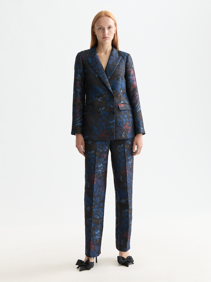 Ripple pheasant jacquard straight leg pant