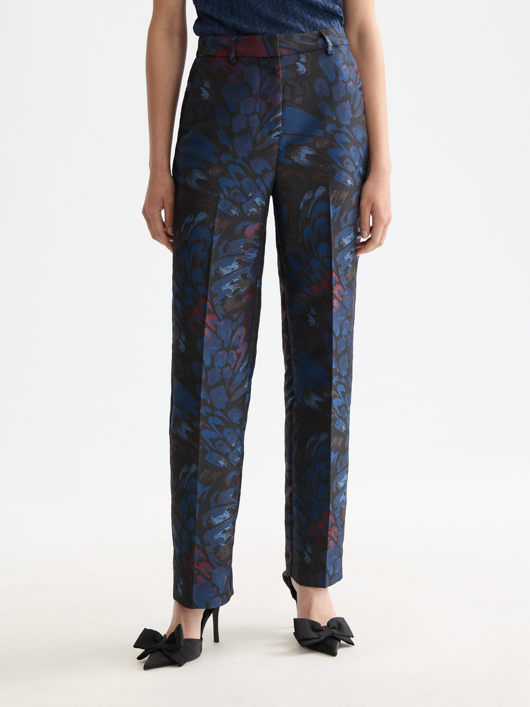 Ripple pheasant jacquard straight leg pant