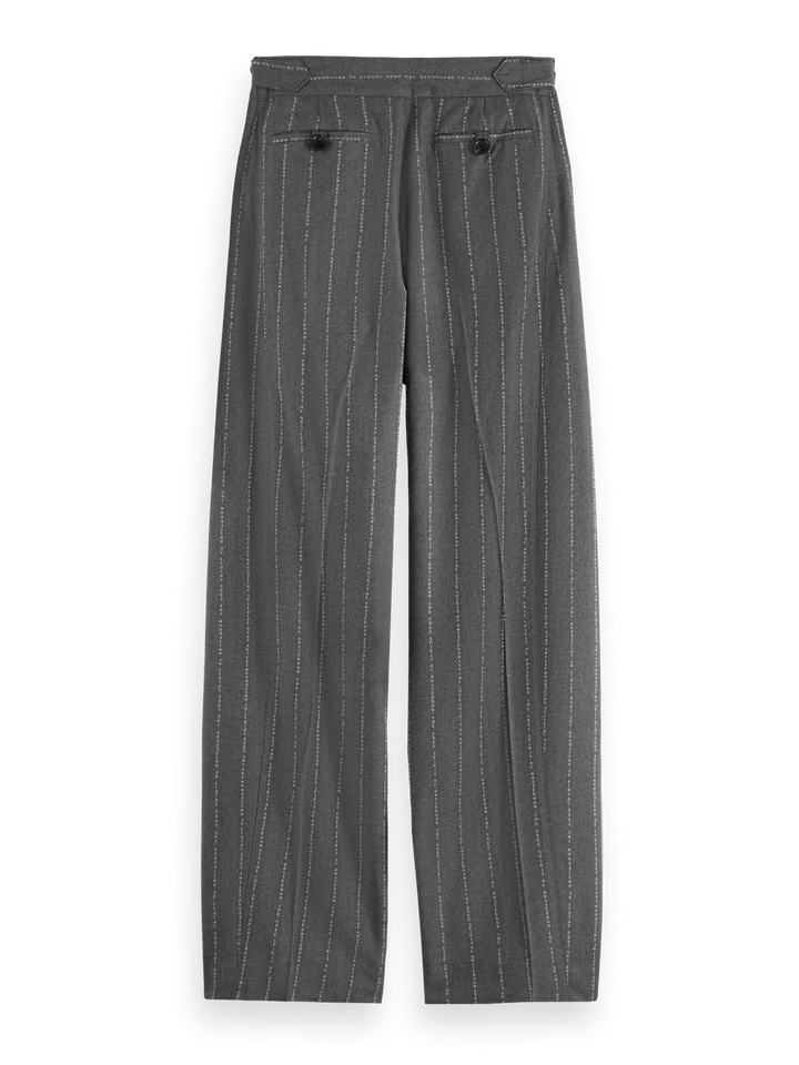 Quinn pinstripe mid-rise pleat front wide leg pant