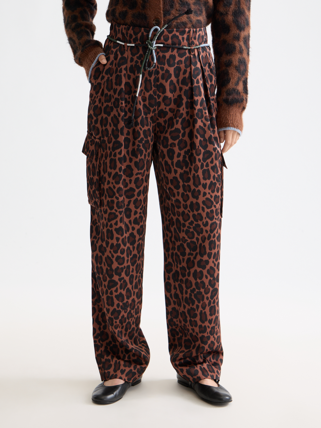 Faye high-rise tapered leg satin cargo pant
