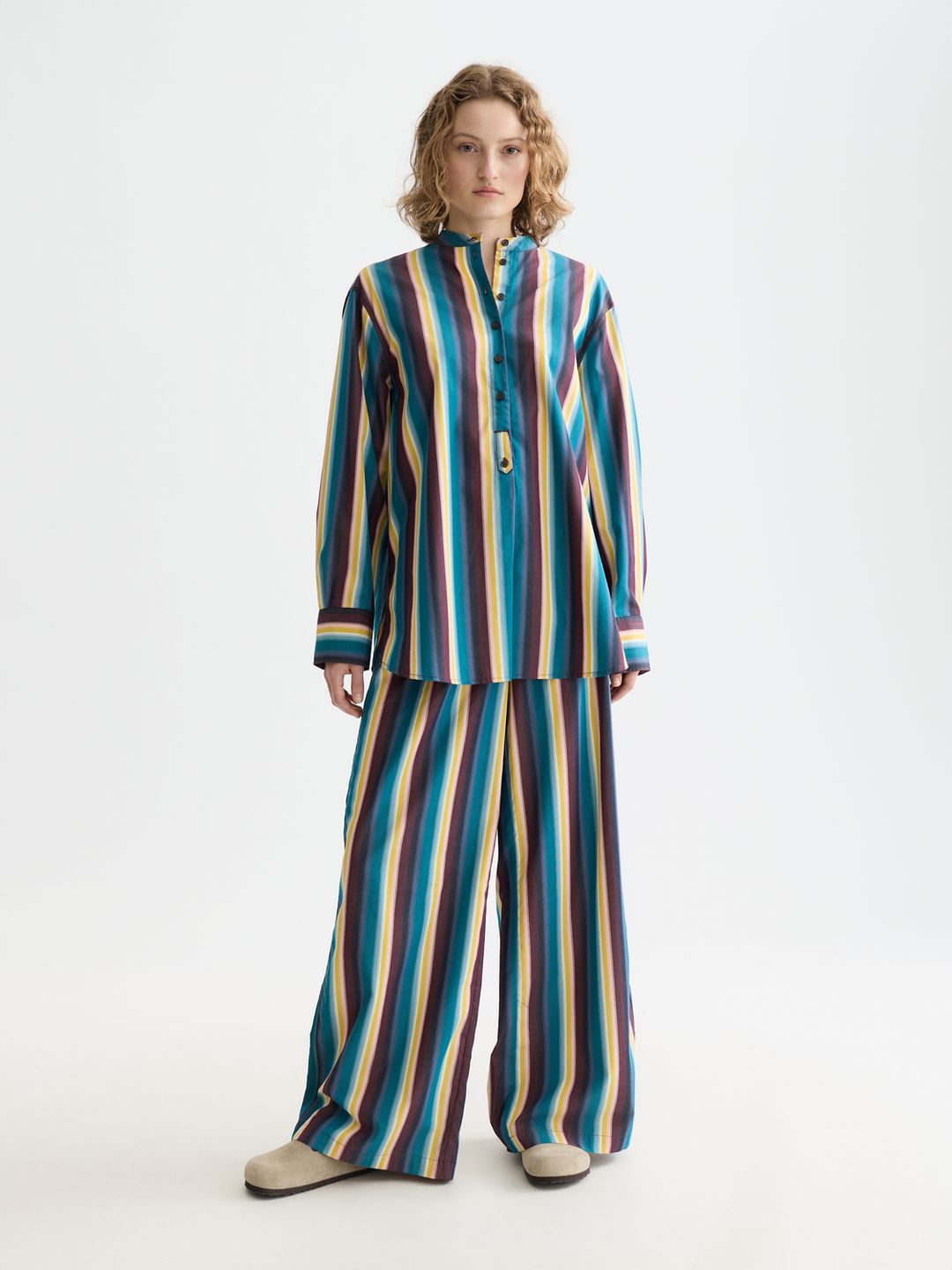 Eleni - High Rise Wide Leg Striped Pants