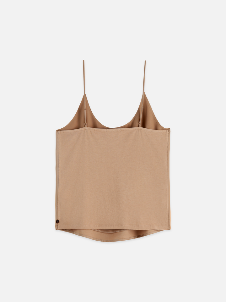 Singlet Woven Front Jersey Back Tank
