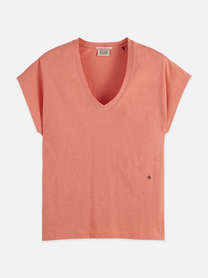 V-Neck T-Shirt With Ampersand Embroidery
