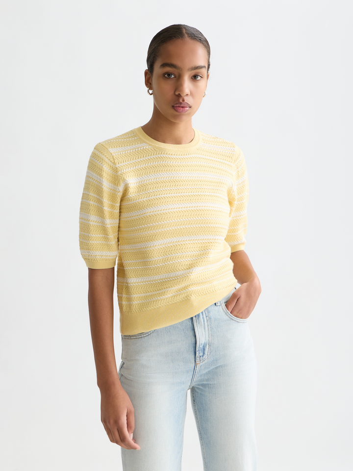 Textured stripe knitted tee