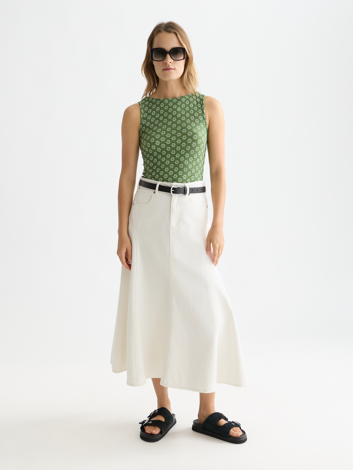 Structured slash neck tank