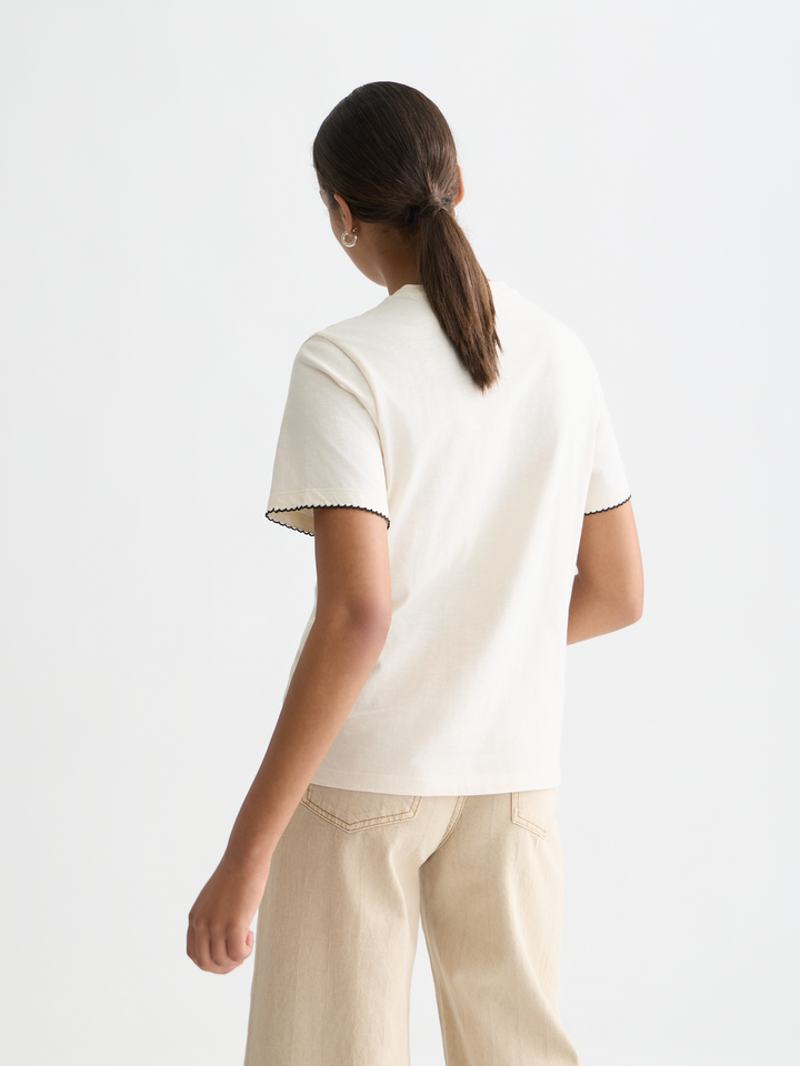 Embroidered slub regular-fit T-shirt